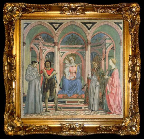 framed  DOMENICO VENEZIANO Madonna and Child Enthroned with SS.Francis,john the Baptist,Zenobius,and Lucy, ta009-2